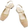 C.Paravano Women’s Slingback Flats | Sandals for Women | Block Heel Slingback | Closed Toe Sandals Women(Yellow  Beige)
