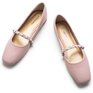 C.Paravano Mary Janes for Women | Ballet Flat | Womens Flats | Square Toe Flats for Women(Pink E)