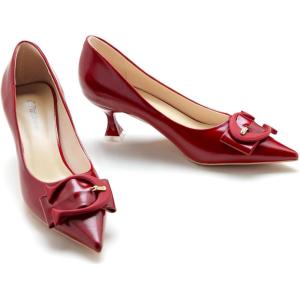 C.Paravano Womens Designer Pumps | Kitten Heels for Women | Low Heels | Heels for Women | Women Shoes Dressy(Heels Red,Size 8.5)