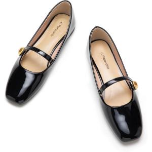 C.Paravano Women’s Mary Jane Shoes | Square Toe Ballet Flats | Ballerina Flats | Designer Shoes for Women(Black_d)