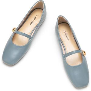 C.Paravano Women’s Mary Jane Shoes | Square Toe Ballet Flats | Ballerina Flats | Designer Shoes for Women(Blue_d)