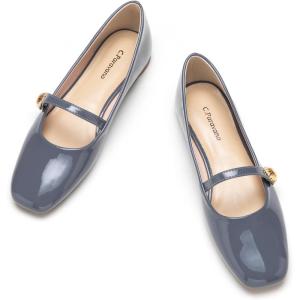 C.Paravano Women’s Mary Jane Shoes | Square Toe Ballet Flats | Ballerina Flats | Designer Shoes for Women(Grey_d)