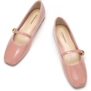 C.Paravano Women’s Mary Jane Shoes | Square Toe Ballet Flats | Ballerina Flats | Designer Shoes for Women(Pink_d)