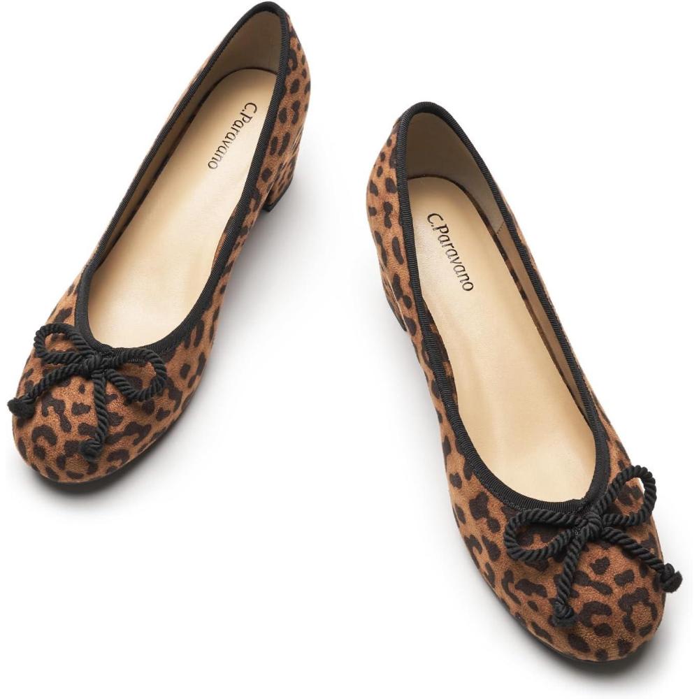imageCParavano Block Heels Pumps Shoes Women Womens Pumps Chunky Heels for WomenLeopard