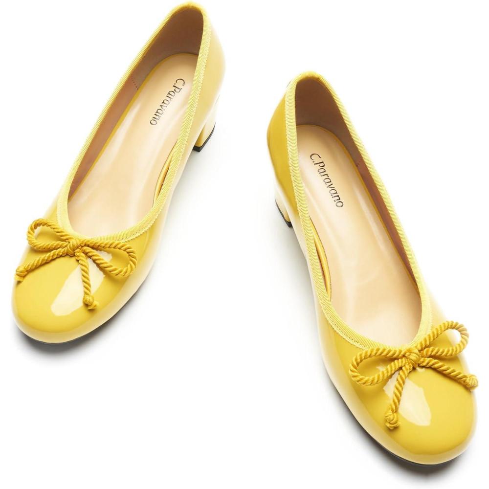 imageCParavano Block Heels Pumps Shoes Women Womens Pumps Chunky Heels for WomenYellow