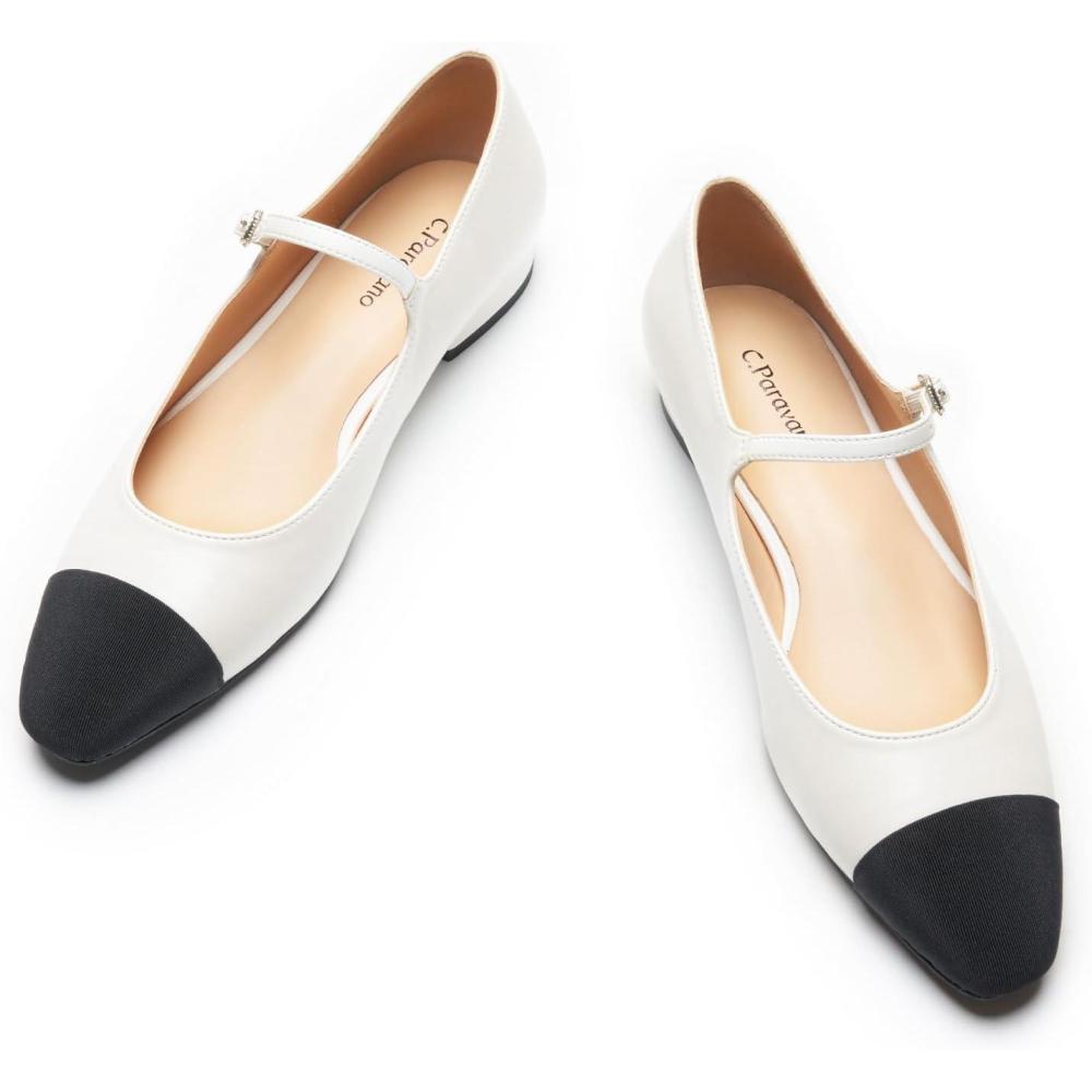 imageCParavano Mary Jane Flats  Ballet Flats  Work Shoes Women  Shoes for Women Dressy CasualX6awhite