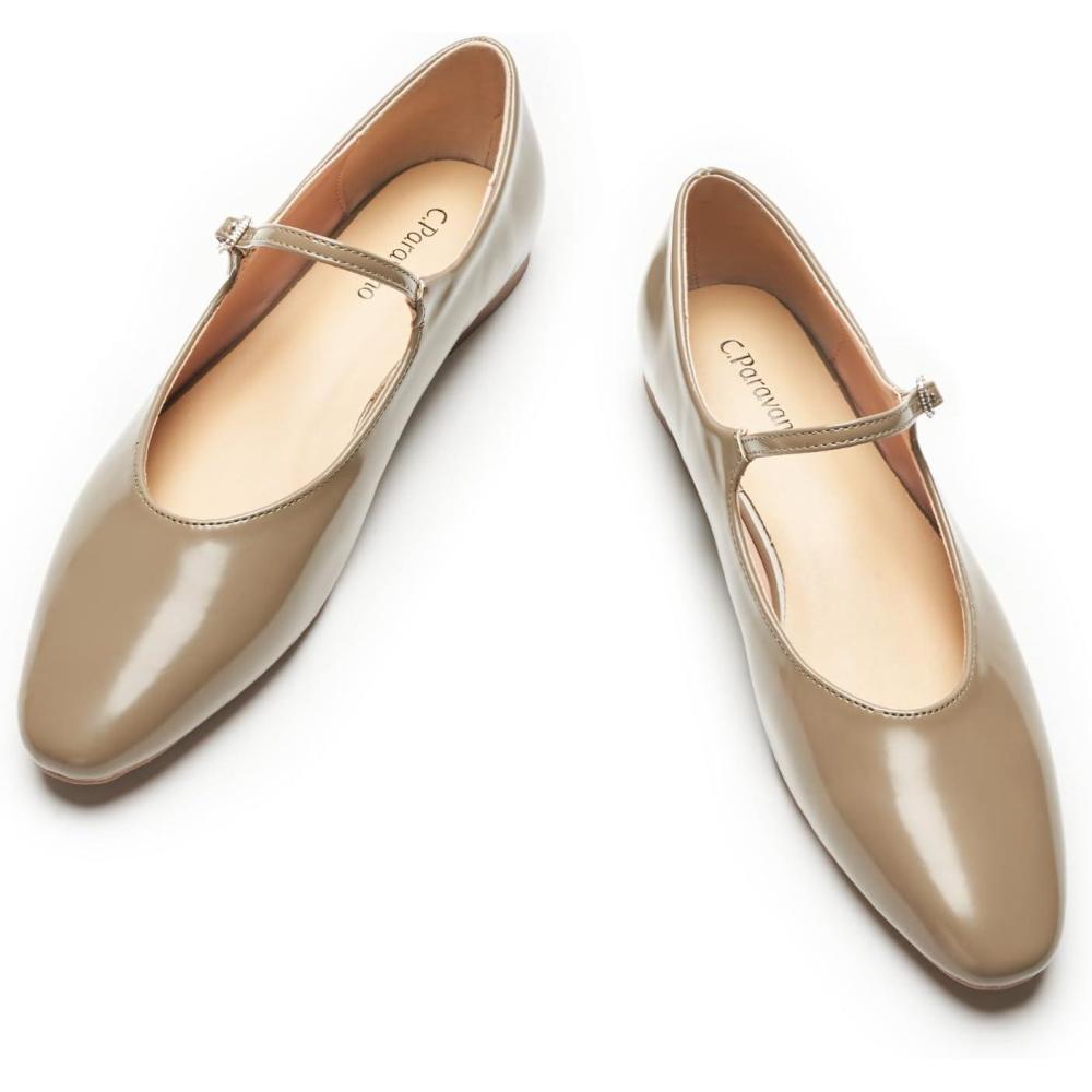imageCParavano Mary Jane Shoes Women Ballet Flats Round Toe Flat Womens Dressy ShoesGrey