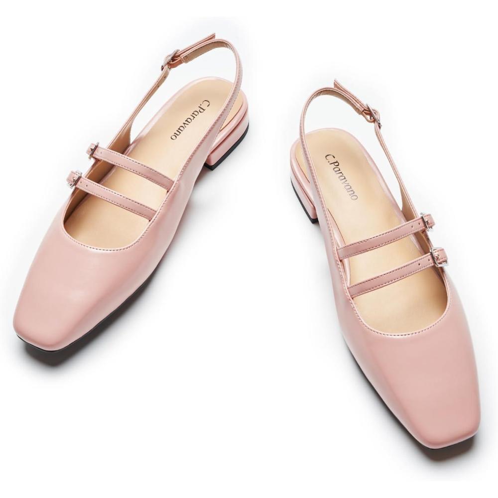 imageCParavano Womens Flats  Slingback Flats  Flats for Women  Dress Sandal  Mary JanePink