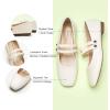 C.PARAVANO C.Paravano Mary Jane Shoes for Women | Womens Square Toe Flats | White Glossy Leather Mary Jane (Size 5,White_c)