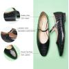 C.Paravano Mary Jane Shoes Women | Ballet Flats | Round Toe Flat | Womens Dressy Shoes(Croc Black)