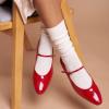 C.Paravano Mary Jane Shoes Women | Ballet Flats | Round Toe Flat | Womens Dressy Shoes(Red)