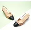 C.Paravano Women’s Slingback | Women’s Pumps | Low Chunky Heel | Block Heel Pumps | Splicing Bowknot(Beige)