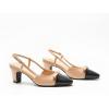 C.Paravano Women’s Slingback | Women’s Pumps | Low Chunky Heel | Block Heel Pumps | Splicing Bowknot(Beige)