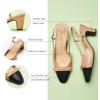 C.Paravano Women’s Slingback | Women’s Pumps | Low Chunky Heel | Block Heel Pumps | Splicing Bowknot(Beige)