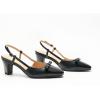 C.Paravano Women’s Slingback | Women’s Pumps | Low Chunky Heel | Block Heel Pumps | Splicing Bowknot(Black)