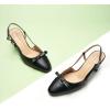 C.Paravano Women’s Slingback | Women’s Pumps | Low Chunky Heel | Block Heel Pumps | Splicing Bowknot(Black)