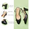 C.Paravano Women’s Slingback | Women’s Pumps | Low Chunky Heel | Block Heel Pumps | Splicing Bowknot(Black)