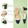 C.Paravano Women’s Slingback | Women’s Pumps | Low Chunky Heel | Block Heel Pumps | Splicing Bowknot(Cream)