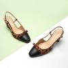 C.Paravano Women’s Slingback | Women’s Pumps | Low Chunky Heel | Block Heel Pumps | Splicing Bowknot(Leopard)
