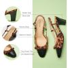 C.Paravano Women’s Slingback | Women’s Pumps | Low Chunky Heel | Block Heel Pumps | Splicing Bowknot(Leopard)