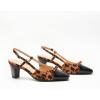 C.Paravano Women’s Slingback | Women’s Pumps | Low Chunky Heel | Block Heel Pumps | Splicing Bowknot(Leopard)