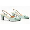 C.Paravano Women’s Slingback | Women’s Pumps | Low Chunky Heel | Block Heel Pumps | Splicing Bowknot(Mint)