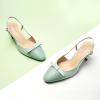 C.Paravano Women’s Slingback | Women’s Pumps | Low Chunky Heel | Block Heel Pumps | Splicing Bowknot(Mint)