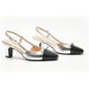 C.Paravano Women’s Slingback | Women’s Pumps | Low Chunky Heel | Block Heel Pumps | Splicing Bowknot(Silver)
