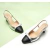 C.Paravano Women’s Slingback | Women’s Pumps | Low Chunky Heel | Block Heel Pumps | Splicing Bowknot(Silver)