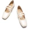 C.PARAVANO C.Paravano Mary Jane Shoes for Women | Womens Square Toe Flats | White Glossy Leather Mary Jane (Size 5,White_c)
