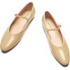 C.Paravano Mary Jane Shoes Women | Ballet Flats | Round Toe Flat | Womens Dressy Shoes(Beige)