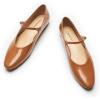 C.Paravano Mary Jane Shoes Women | Ballet Flats | Round Toe Flat | Womens Dressy Shoes(Brown)