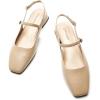 C.Paravano Slingback Flats | Slingback Sandals for Women | Square Toe Flat | Sandals Flats | Block Heel Slingback Sandals | Adjustable Ankle Strap Shoes(Beige)