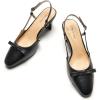 C.Paravano Women’s Slingback | Women’s Pumps | Low Chunky Heel | Block Heel Pumps | Splicing Bowknot(Black)