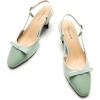 C.Paravano Women’s Slingback | Women’s Pumps | Low Chunky Heel | Block Heel Pumps | Splicing Bowknot(Mint)