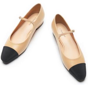 C.Paravano Mary Jane Flats | Ballet Flats | Work Shoes Women | Shoes for Women Dressy Casual(X6a-beige)