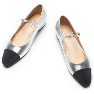 C.Paravano Mary Jane Flats | Ballet Flats | Work Shoes Women | Shoes for Women Dressy Casual(X6a-silver)