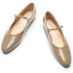 C.Paravano Mary Jane Shoes Women | Ballet Flats | Round Toe Flat | Womens Dressy Shoes(Grey)