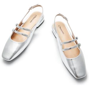 C.Paravano Women’s Flats | Slingback Flats | Flats for Women | Dress Sandal | Mary Jane(Silver)