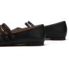 C.Paravano Genuine Leather Women’s Flats | Mary Jane Flats | Square Toe Shoes | Dress Shoes with Straps(Black)