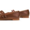 C.Paravano Genuine Leather Women’s Flats | Mary Jane Flats | Square Toe Shoes | Dress Shoes with Straps(Brown)