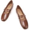C.Paravano Genuine Leather Women’s Flats | Mary Jane Flats | Square Toe Shoes | Dress Shoes with Straps(Brown)