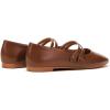 C.Paravano Genuine Leather Women’s Flats | Mary Jane Flats | Square Toe Shoes | Dress Shoes with Straps(Brown)