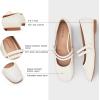 C.Paravano Genuine Leather Women’s Flats | Mary Jane Flats | Square Toe Shoes | Dress Shoes with Straps(Ivory)