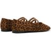C.Paravano Genuine Leather Women’s Flats | Mary Jane Flats | Square Toe Shoes | Dress Shoes with Straps(Leopard)