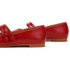 C.Paravano Genuine Leather Women’s Flats | Mary Jane Flats | Square Toe Shoes | Dress Shoes with Straps(Red)