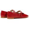 C.Paravano Genuine Leather Women’s Flats | Mary Jane Flats | Square Toe Shoes | Dress Shoes with Straps(Red)