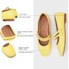 C.Paravano Genuine Leather Women’s Flats | Mary Jane Flats | Square Toe Shoes | Dress Shoes with Straps(Yellow)