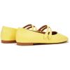 C.Paravano Genuine Leather Women’s Flats | Mary Jane Flats | Square Toe Shoes | Dress Shoes with Straps(Yellow)