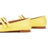 C.Paravano Genuine Leather Women’s Flats | Mary Jane Flats | Square Toe Shoes | Dress Shoes with Straps(Yellow)